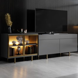 Hanah Home Vienna Soporte para TV Antracita y Dorado